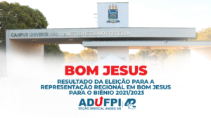 RESULTADO DA ELEIÇÃO PARA A REPRESENTAÇÃO REGIONAL DA ADUFPI-S.SIND. EM BOM JESUS PARA O BIÊNIO 2021/2023