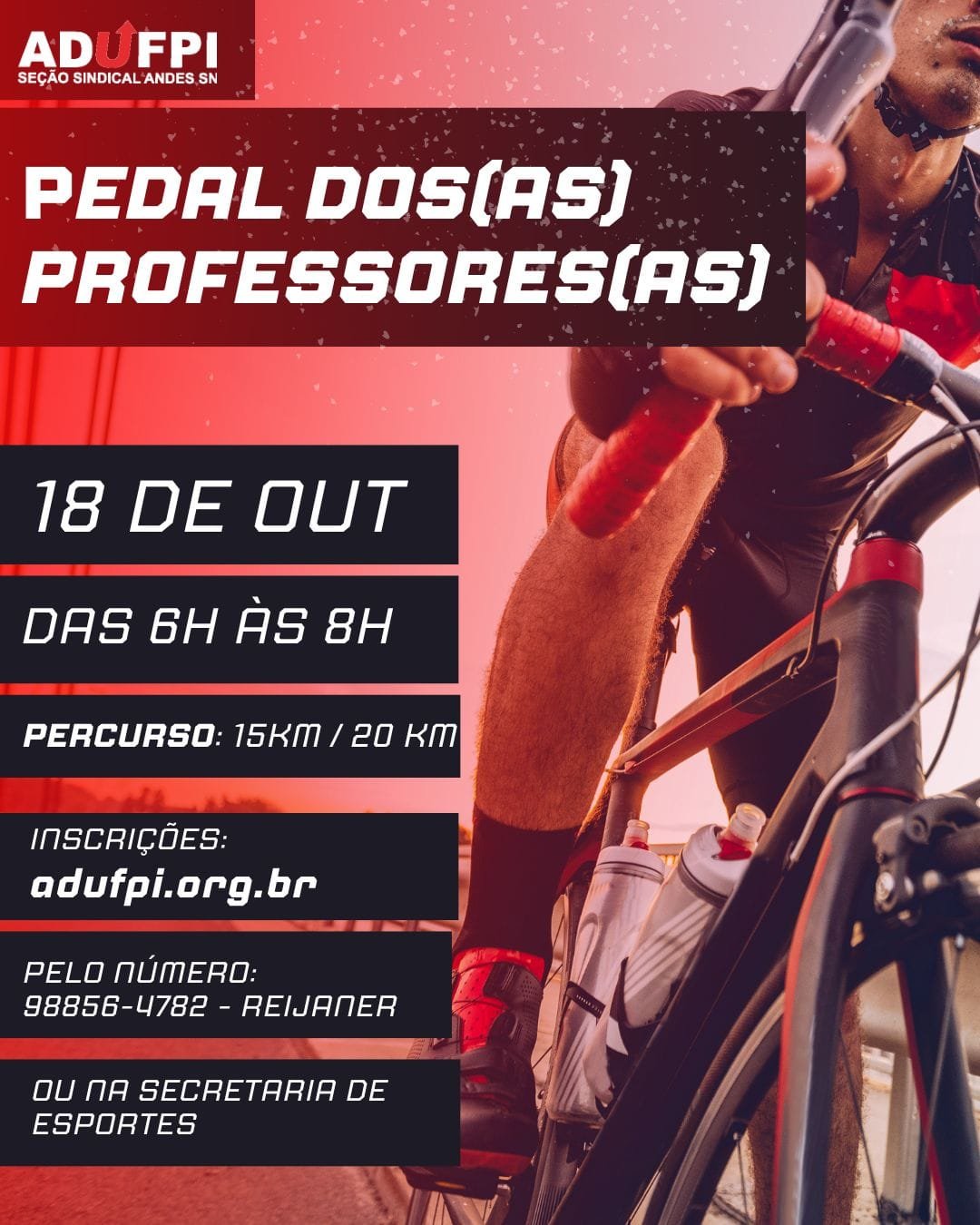 Vem aí o PEDAL DOS(AS) PROFESSORES(AS) 2025 | Inscrições abertas.