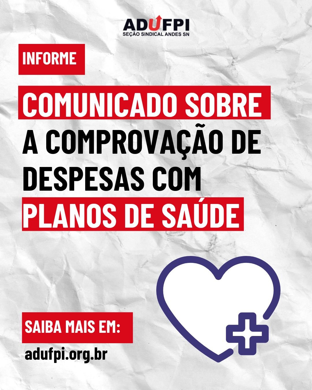Comunicado sobre a comprovação de despesas com planos de saúde.
