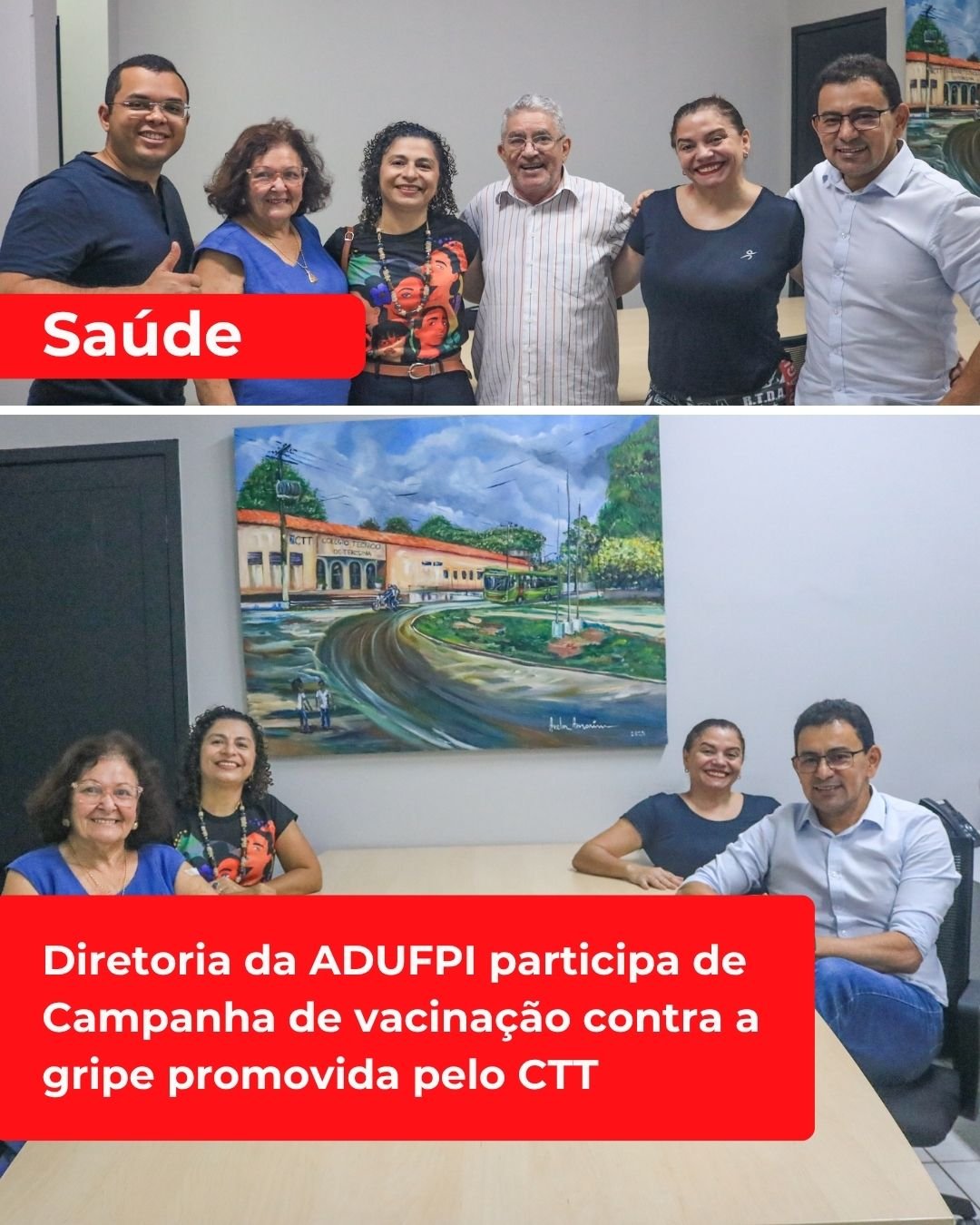 Diretoria da ADUFPI participa de Campanha de vacinação contra a gripe promovida pelo CTT