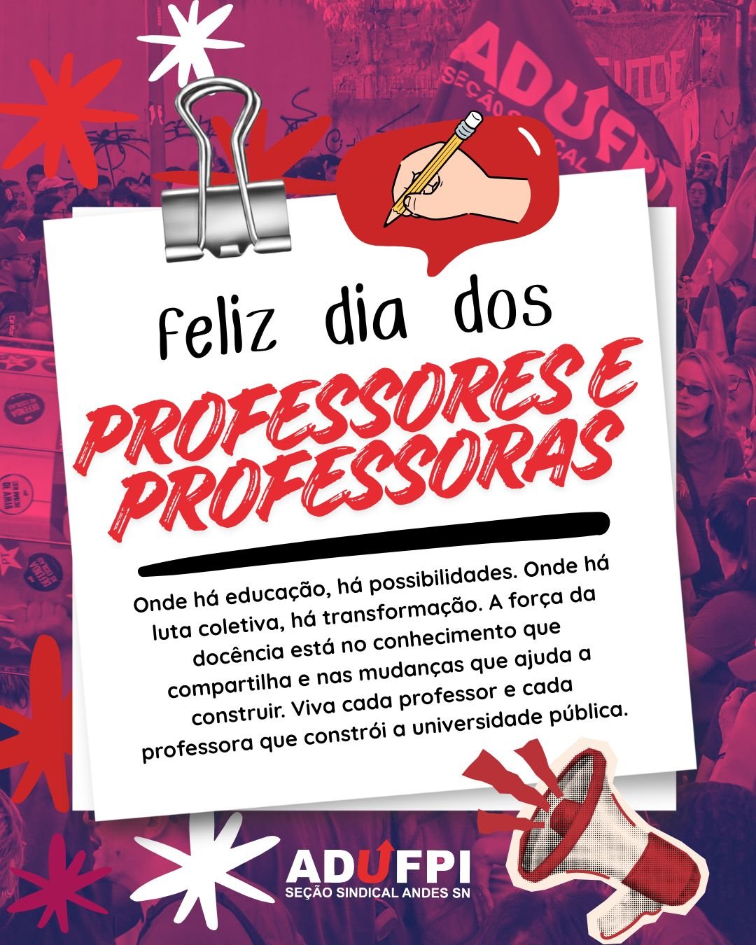 15 de outubro | Dia das Professoras e dos Professores. Luta, resistência e compromisso!